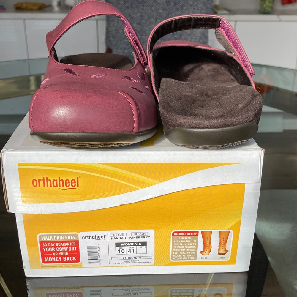 New size 10 wine colored slip on with arch support